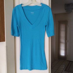 Express Blue V - Neck Tee